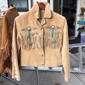 Scully tan cowboy fringe jacket